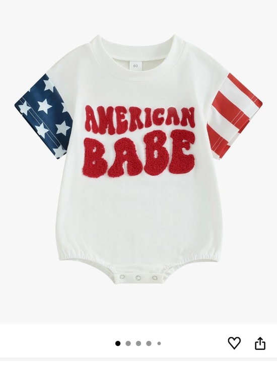 Amazon Other - 12-18M American Babe Graphic One-Piece Romper - White with Red & Blue